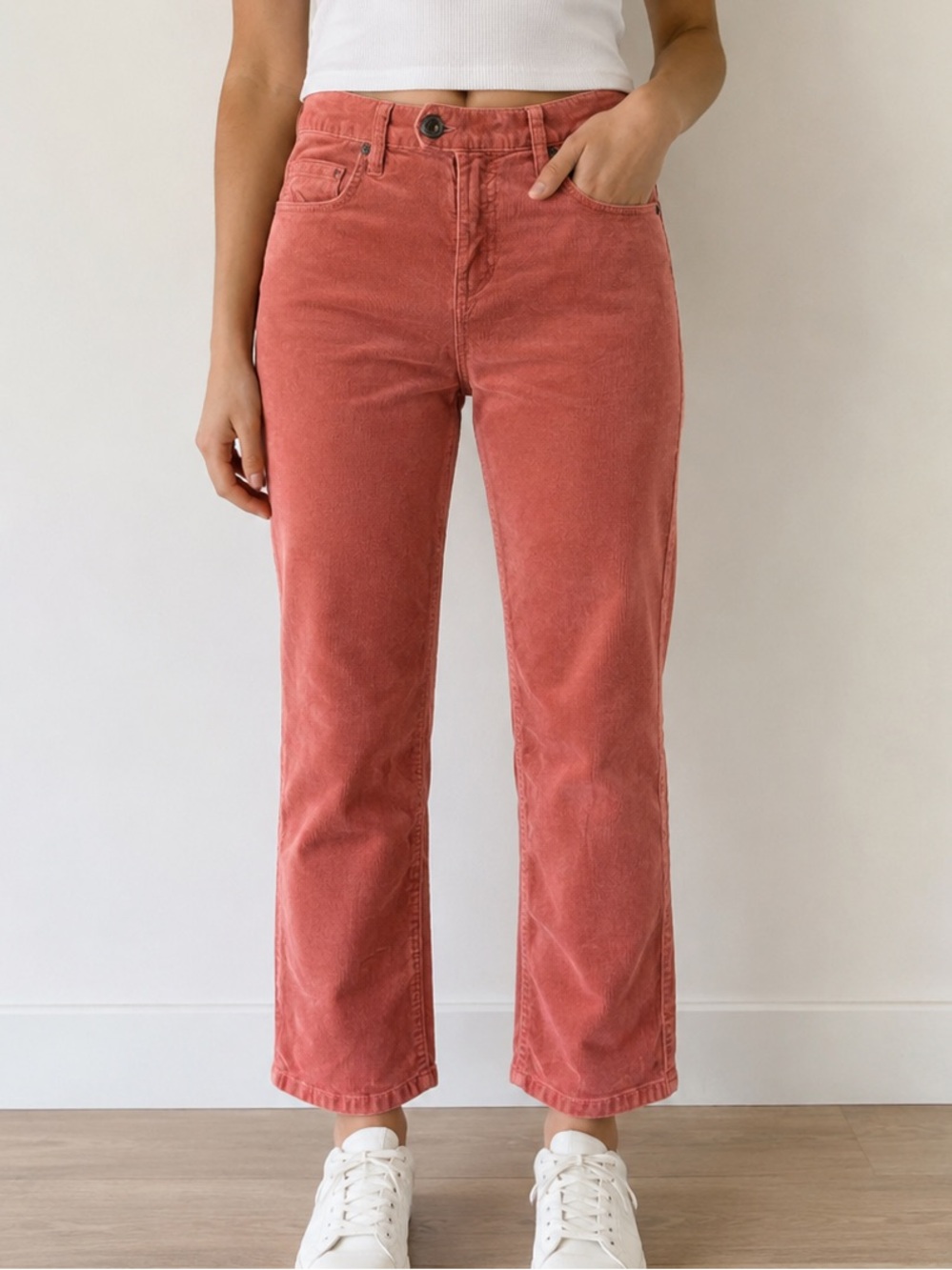 Joie Soft Corduroy Straight Leg Pants Pink Size 0 Mid Rise Preppy Cottagecore